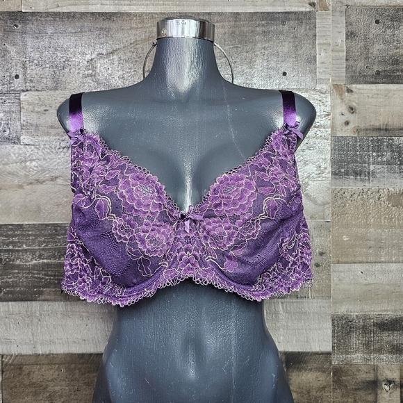 Cacique Purple Unlined Balconette Bra 46DD - Picture 3 of 10